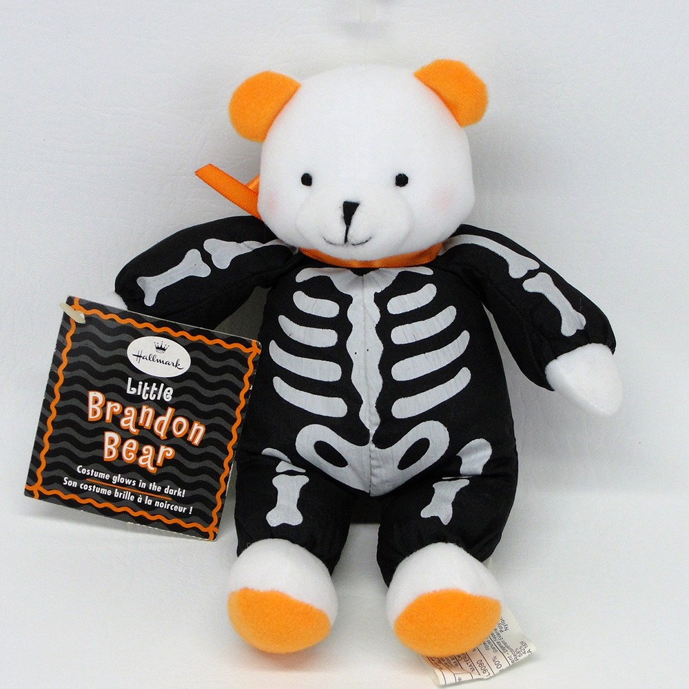Hallmark Little Brandon Bear Halloween Skeleton Glow in the Dark Plush Toy 9 in